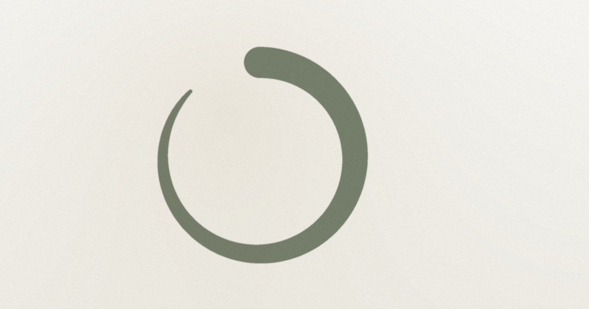 An open circle drawn in a single brushstroke.