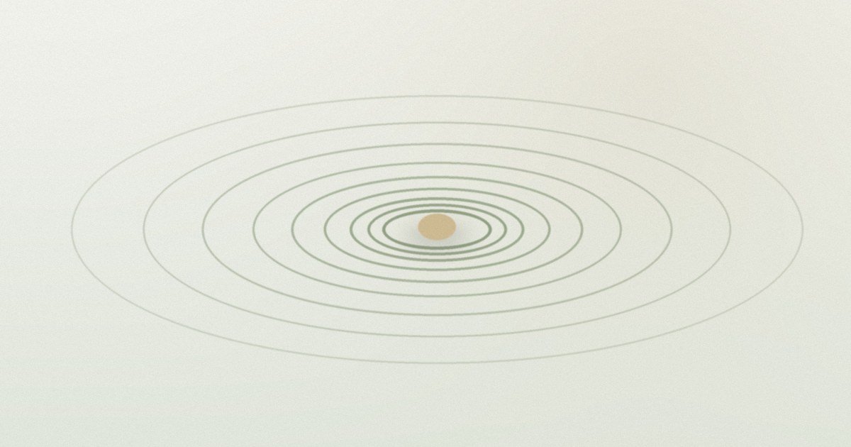 Ondas tranquilas que se abren en círculos desde un solo punto.