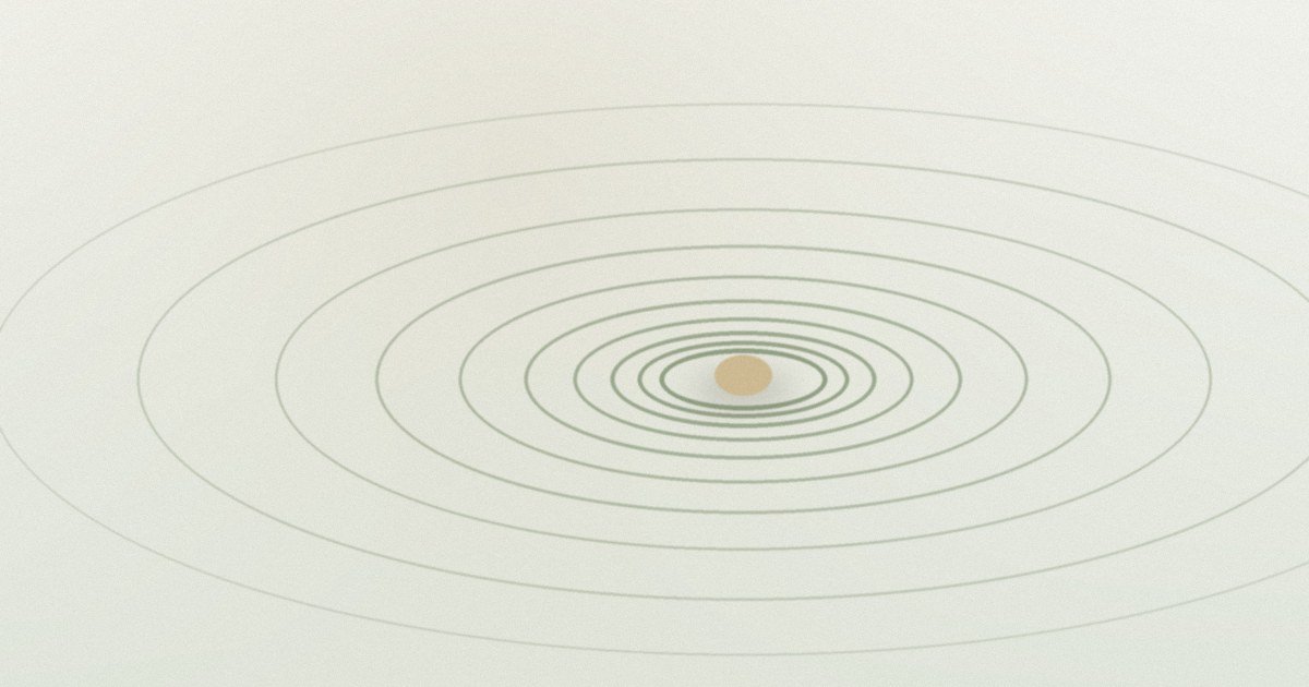 Des ondes calmes qui s'élargissent en cercles autour d'un point.